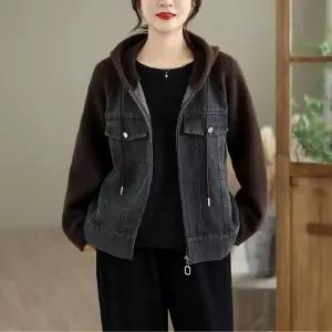 솔저스여성 가을 데님 니트 카디건 캐주얼 후드 OPH3
