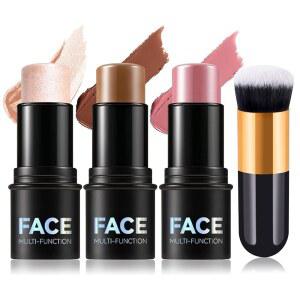 3PCS 컨투어 스틱 키트 매트 방수 블러셔 타입에 형광펜 그리스 브론저 브러시 메이크업 사이즈 트래블 크리미 모든 세트