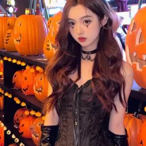 할로윈데이 코스프레 드레스 블랙 진주목걸이 웬즈데이