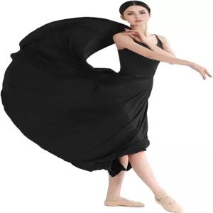 ZYACTU 여성용 서정적인 댄스 코스튬 홀터 드레스 스플릿 스커트 발레 현대적인 댄스웨어