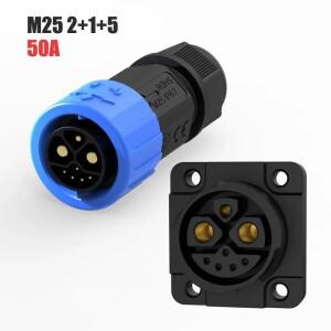 IP67 50A 2+1+5 전기 바이크 오토바이 충전 포트 코드 M23 전자 자전거 리튬 배터리 커넥터 와이어 8Pin 남