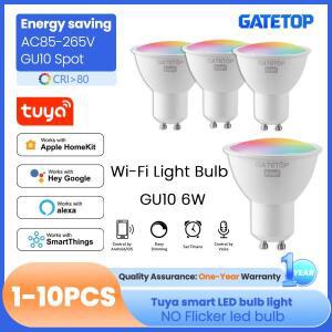 1-10PCS  WiFi GU10 LED 스포트라이트 스마트 전구 디밍 가능 1- 램프 라이프 앱 제어 Alexa Google 호환
