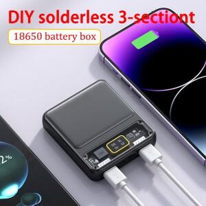 18650 배터리 홀더 보조베터리 상자 듀얼 USB C타입/마이크로 DIY 용접 없음 휴대폰 용 모바일 전원 쉘 케