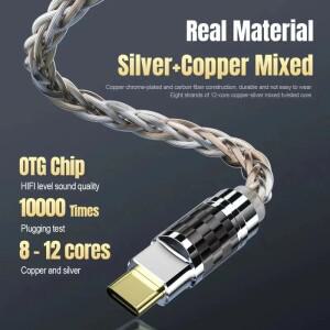 OTG C타입 마이크로 USB 헤드폰 오디오 케이블 Hifi 어댑터 4N 순수 실버 와이어 증폭기 사운드 카드 데이