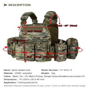 야케다 퀵 분해 훈련 조끼 탈부착 및 확장 가능 편안하고 통기성 내마모성 찢김 방지