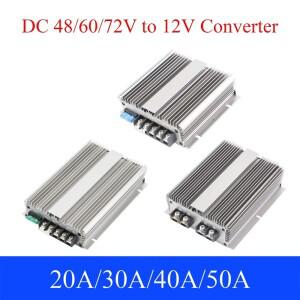 파워 스텝다운 컨버터 20A DC 48/60/72V to 12V 자동 버크 레귤레이터 전압 공급 모듈