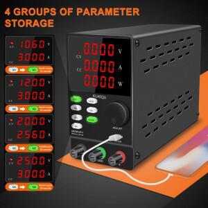 KUAIQU DC 전원 공급 장치 30V 0-10A USB 메모리 기능이 있는 조정 가능한 실험실