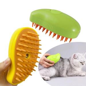 고양이 스팀 브러시 전기 스프레이 물  애완 동물 빗  실리콘 제모 목욕 헤어 손질 용품 1Pc