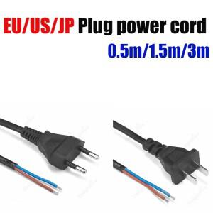 미국 EU 플러그 교체용 전원 케이블 0.5m 3m 220V 전기선 유로형 연장 코드 램프 베이스 공급 소켓용