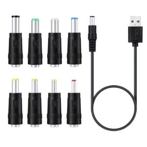 선풍기 스피커 라우터 LED 램프용 플러그 충전 코드  USB to DC 5.5x2.1mm  3.5mm  4.0mm  6.4mm  8 in 1