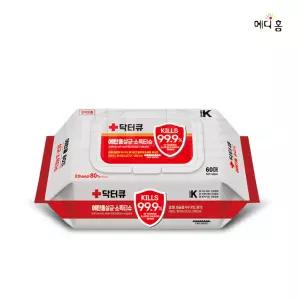 닥터큐 에탄올 살균 소독티슈(60매입) 의약외품 / 알콜 80% 피부 창상부위 소독용 엠보싱 캡형 물티슈
