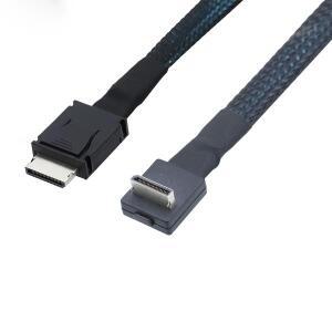 JicTech PCIe 4.0 OcuLink PCI-Express SFF-8611 4i to 데이터 액티브 케이블 다운 앵글 90도 eGPU SSD용