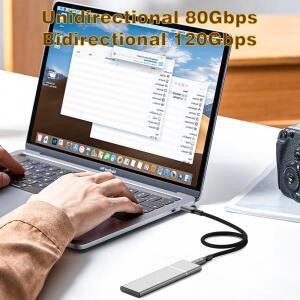 UGOURD 80Gbps Thunderbolt 5 케이블 인증 칩 B-C 2m 0.3m 240W 16K MacBook M.2 하드 드라이브 B4-V2