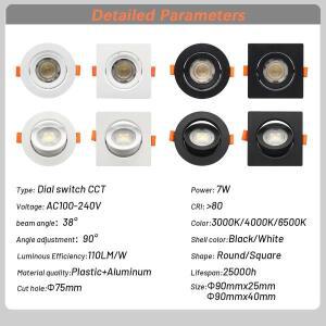 CCT 내장 LED 천장 스포트라이트 다이얼 스위치  각도 다운라이트 홈 데코 AC 220V 110V 3000K 6500K 6 개