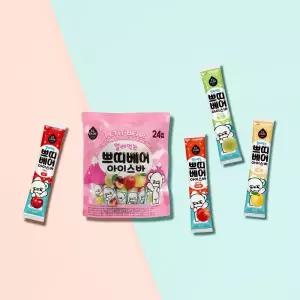 [롯데백화점]엘제이드 엘제이드 얼려먹는 쁘띠베어 아이스바 35mL 24입 8팩 (사과, 배, 멜론, 자두맛)