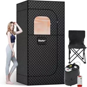 디쿠타르 사우나 박스 - 업그레이드된 3L 1500W 스티머 접이식 의자 및 미끄럼 방지 매트를 갖춘 가정용