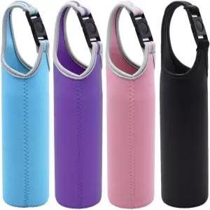 4팩 DanziX Neoprene 슬리브 병 컵 캐리어 파우치 16온스-21온스 휴대용 스포츠 물병 - 블랙 블루 핑크