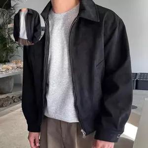 무지 아우터 스웨이드 남성 카라 간절기 블루종 자켓