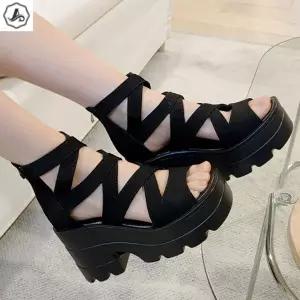 [애슬릿] 키높이 샌들 글래디에이터 발편한 뒷지퍼 통굽 여름 9cm