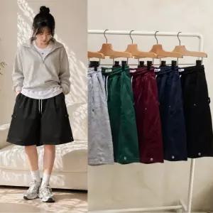 다올샵 여자 버뮤다 반바지 팬츠 스냅 단추 여름바지 밴딩 벌룬 와이드 트레이닝 6부반바지