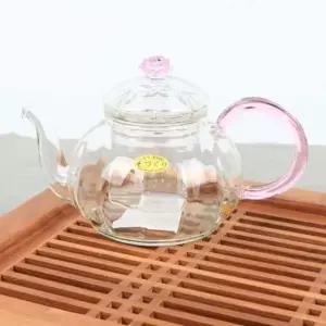 핑크장미 유리 차주전자/티포트 600ml 유리다관 유리차주전자