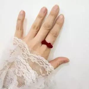 악세사리 와이어 포인트 가을 리본 레드 반지 벨벳 겨울