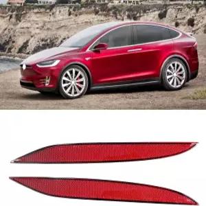 교체용 Tesla Model X 리플렉터 리어 범퍼 레드 마커 라이트 렌즈 트림(왼쪽 및 오른쪽) 2016-2023