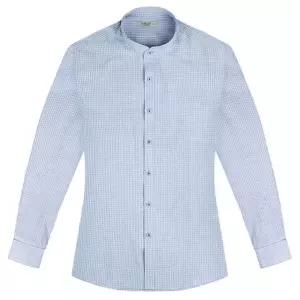 슬림 그래프체크 차이나칼라 블루그레이 셔츠_SV7132