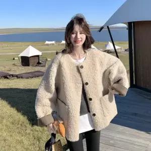 엘럽 하프 여친 코트 모피 일체형 원단 원템1