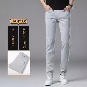 바지 청 회색 남성 캐주얼 진 스판 빙하 배기핏 BE1