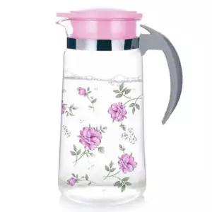 유리 물병 워터저그 냉장고 물통 보틀 꽃 핑크 1.4L