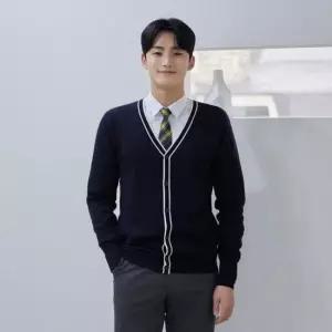 교복 교복몰 네이비 화이트 라인 가디건