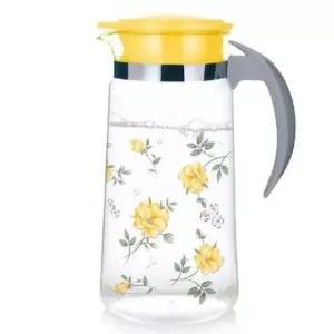 유리 물병 워터저그 냉장고 물통 보틀 꽃 옐로우 1.4L