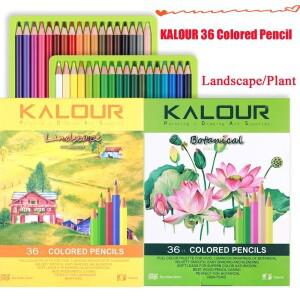 KALOUR 멀티 컬러 색연필 36개 풍경/식물 프리미엄 오일 기반 드로잉 음영 레이어에 적합