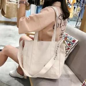 기본 에코백 미니 대학생 외출용 캔버스 가방 2컬러 미니에코백 일러스트에코백