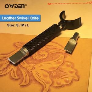 OWDEN-가죽 회전 칼 세트 가죽 조각 도구 2 블레이드 가능한 핸들 공예