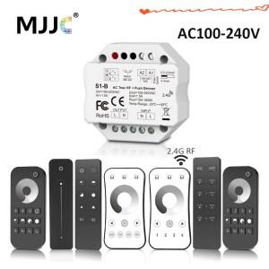 MJJC AC LED 트라이액 조광기 단색 스트립 전구 램프 2.4G 무선 RF 리모컨 S1-B 110V