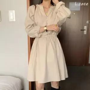 엘케이트 여성 원피스 LYT115 밴딩 브이넥 트임 드레스