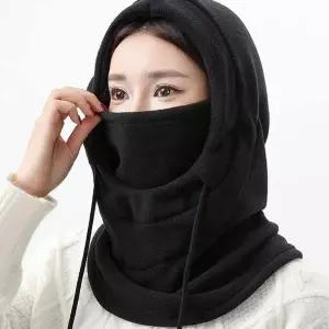 여성 포근한 폴라 4in1 모자 마스크 후드 워머 골프넥워머