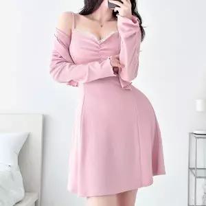 [하프클럽/]여자 가을 레이스 볼레로 세트_CD8628