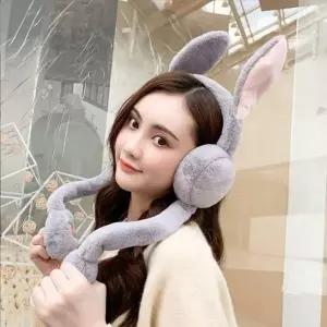 밍크 토끼 움직이는 귀마개 겨울 워머 팔랑이 귀도리 방한용품 단체 파티 선물 방한용품