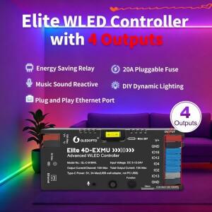 GLEDOPTO 스마트 쿼드 채널 RGB 컨트롤러 이더넷 및 WiFi ESP32 코어 음성 반응형 조명 DIY 프로젝트용