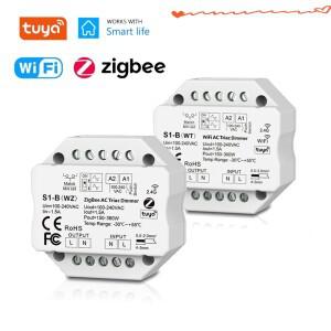 Tuya Smart Life WiFi Zigbee RF AC Triac Dimmer LED Controller Push Switch 110V Wireless Remote f Ale