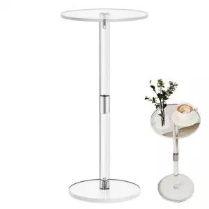 Acrylic Transparent Coffee Clear Drink Table Small Round End Modern Living Room bedside desk Home
