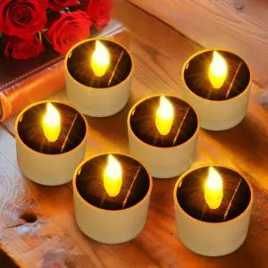 ANGMLN 6pcs 솔라 티 라이트 야외 방수 황혼에서 새벽까지 센서가 장착된 무염 플리커 LED 캔들 랜턴 가든