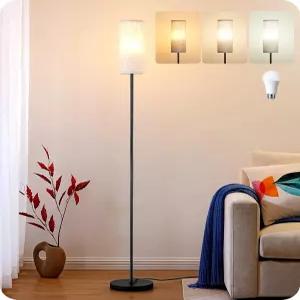 거실용 EDISHINE 바닥 램프 6.7인치 미니멀리스트 스탠딩 9W LED 전구 3가지 색상 온도 침실용 모던 코너