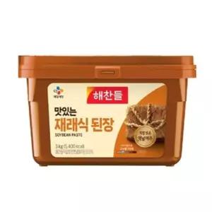 친절한탄씨 bns 해찬들 맛있는 재래식 된장 3kg X 2개 전통된장찌개 담백한 전통된장 맛있는된장