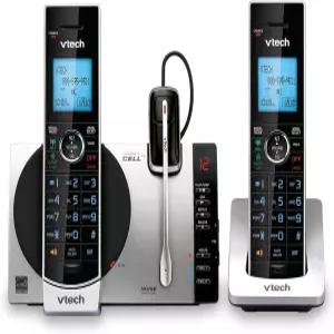 VTech DS6771-3 셀에 연결 자동 응답기 포함 무선 전화 DECT 6.0 헤드셋+2 핸드셋 인터콤 블루투스 발신자