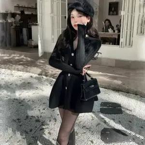 원피스 니트 치마 여성용 미니 가을 슬림핏 러블리 브이넥 프렌치 다올3