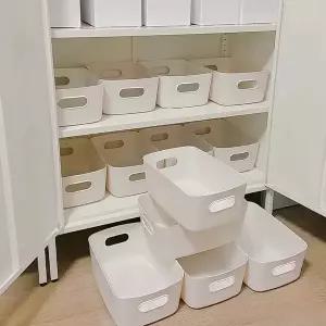 서랍장 수납장 10pcs 커버가있는 대용량 보관 상자 가정용 플라스틱 장난감 바구니 스낵 잡화 데스크탑